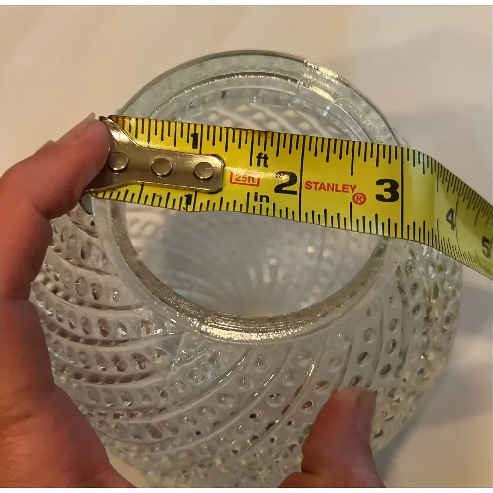 Vintage MCM Clear Spiral Hobnail Glass Globe Light Shade 6” Ball 3” Fitter